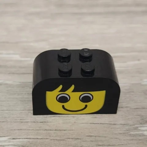 Lego 4744px9 Black Slope Curved 4 x 2 x 2 Double with 4 Studs Yellow Face