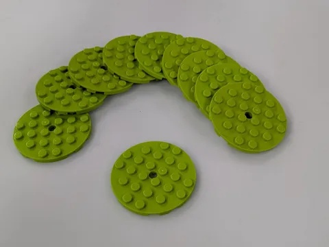 LEGO- NEW-#11213- LIME -PLATE ROUND 6 X 6 W/HOLE-10 PIECE