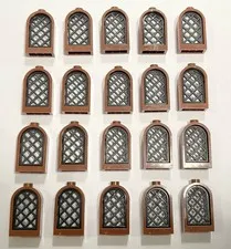 LEGO Lot 20 30044 Reddish Brown Window With Rounded Top 1x2x2 2/3 Diamond Pane