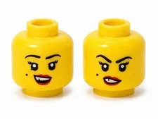 LEGO Minifigure, Head Dual Sided Female, Black Eyebrows and Beauty Mark