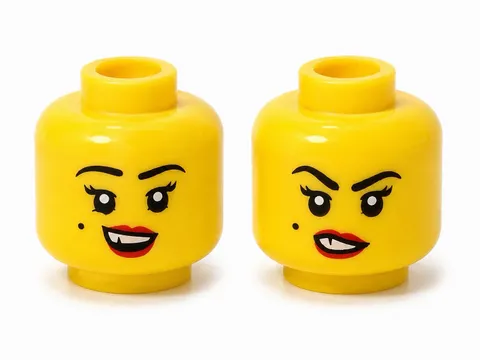 LEGO Minifigure, Head Dual Sided Female, Black Eyebrows and Beauty Mark