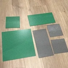 LEGO Baseplate Building Plates Lot 6 Pieces Green Gray Plastic