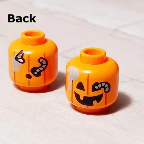New LEGO Halloween Pumpkin Head Worms Bugs Fly Printed Carved Face Minifigure