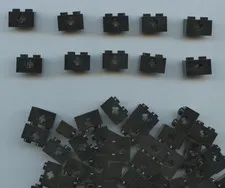 LEGO x 40 Black Technic, Brick 1 x 2 with Axle Hole 32064