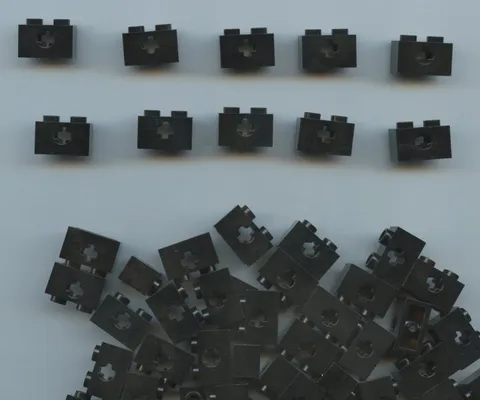 LEGO x 40 Black Technic, Brick 1 x 2 with Axle Hole 32064