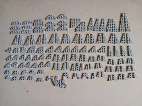 LEGO BULK LOT 138 LIGHT BLUISH GRAY WEDGE WING PLATES 4X4 8X3 6X3 3X2 4X2 MORE