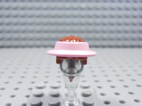 LEGO Friends Pink Hat w/ Dark Red Hair Braided Minifig BS