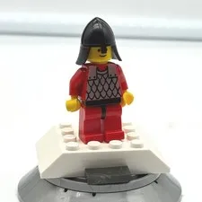 LEGO Castle Minifigure Red Scale Mail Armor Black Neck Protector Helmet Knight