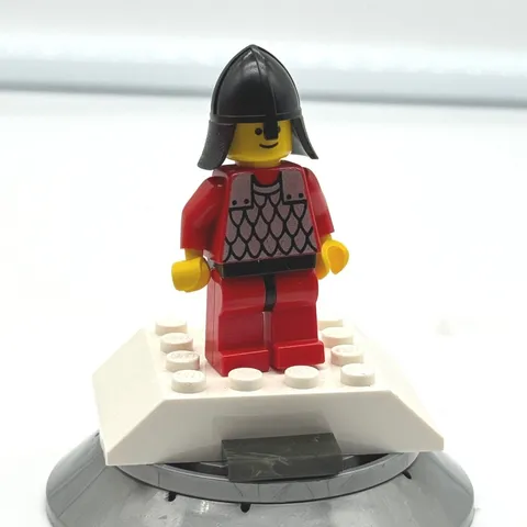 LEGO Castle Minifigure Red Scale Mail Armor Black Neck Protector Helmet Knight