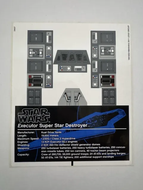 Lego Star Wars: UCS Super Star Destroyer 10221 Sticker Sheet