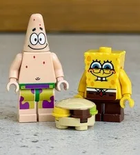Lego SpongeBob & Patrick Minifigures 3834 bob019 bob002 w/ Burger