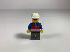 Red Vest and Zipper - Dark Gray Legs, White Construction Helmet, Sunglasses Lego