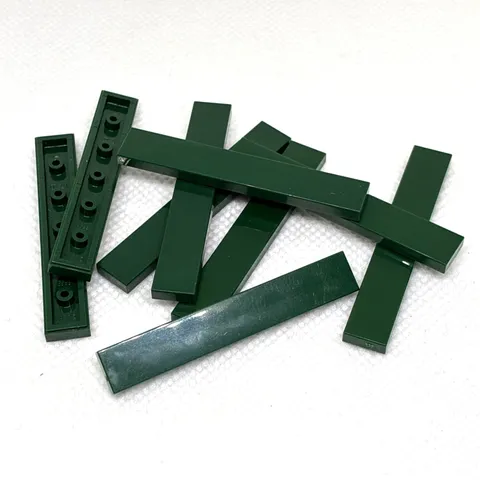 LEGO Parts - Dark Green Tile 1 x 6 - No 6636 - QTY 9