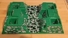 LEGO Castle Raised 3D Baseplate 32x48 Green Stone Path 4Pits 30271px2 6098 10176