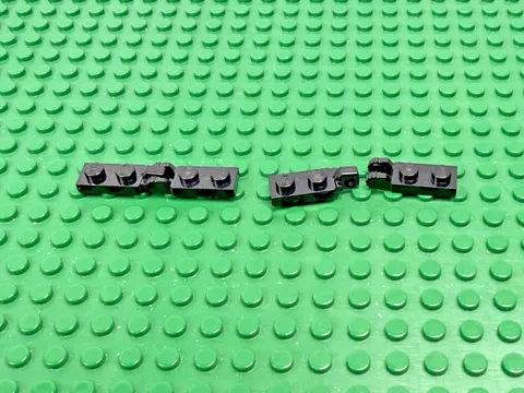 4x LEGO Black Hinge Plate 1x2 Locking 1 & 2 Fingers on End 10175 #44301a 44302