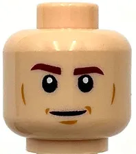 Lego New Light Nougat Minifigure Head Dual Sided Reddish Brown Eyebrows Piece