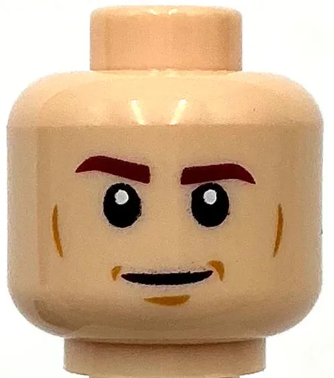 Lego New Light Nougat Minifigure Head Dual Sided Reddish Brown Eyebrows Piece