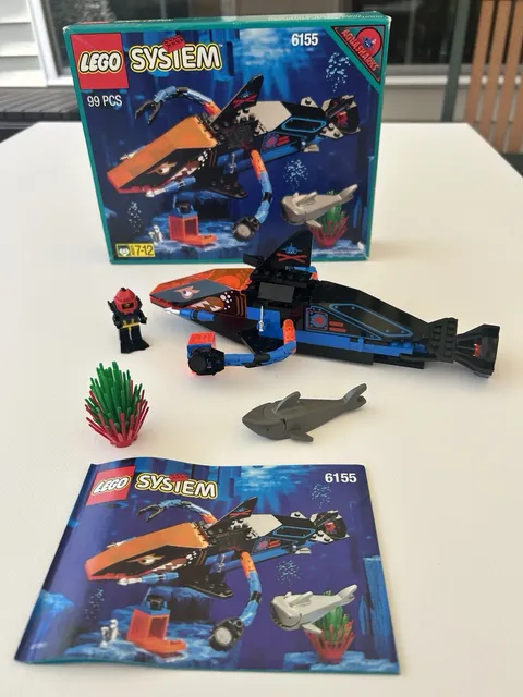 Vintage Lego Aquasharks  6155 Deep Sea Predator 100% Complete w/box & Manual