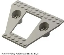 Lego 1x 30037 White Wing Plate Bi-level 12 x 9 x 2 1/3 6982 1737 6938 Vf/Nm
