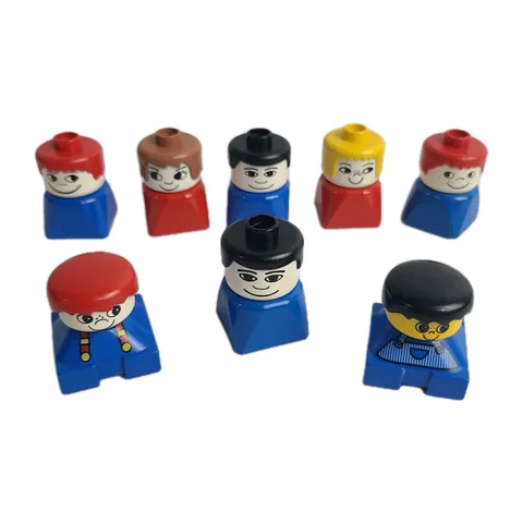 Vintage Square Bottom Lego Duplo People Figures Lot Of 8 Two Sizes 