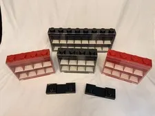 LEGO Minifigure Display Case Lot – Red & Black | 4 Cases + 2 Connectors | 2013