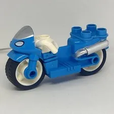 LEGO Duplo Vehicle Motorcycle Rubber Wheels Windscreen and Headlights Dark Azure