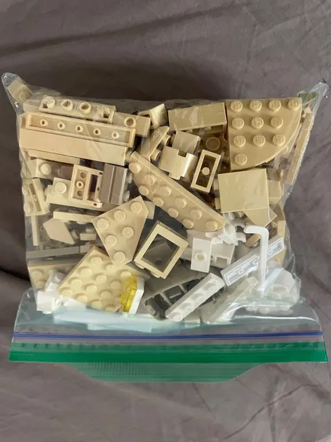 2 - 1/2 pound bags of beige lego pieces - used pieces - random pieces