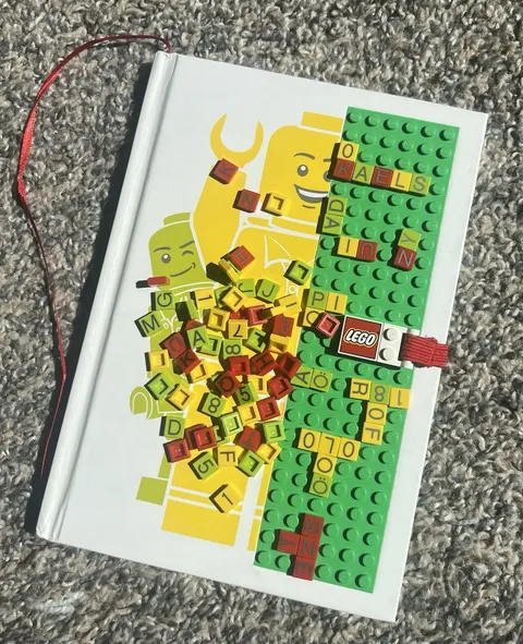 Lego Journal Notebook with Board & Letter Pieces, Bookmark, & Closure Piece