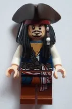 LEGO [No Color/Any Color] Captain Jack Sparrow - White Shirt, Dark Blue Plain Ve