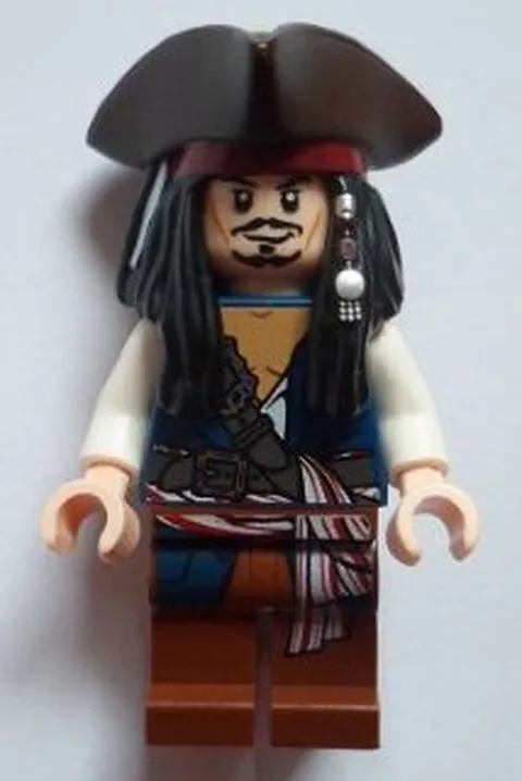 LEGO [No Color/Any Color] Captain Jack Sparrow - White Shirt, Dark Blue Plain Ve