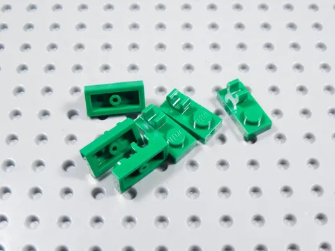 LEGO Lot of 6 Green 1x2 Modified Plates w/ Clip and Stud on Top BM