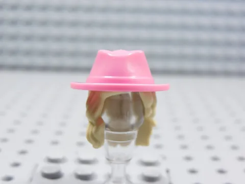 LEGO Friends Female Girl Dark Pink Hat w/ Tan Hair Minifig BG