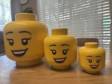LEGO Iconic Head Storage Happy Girl Small, Medium &Large Containers - 3 Pieces