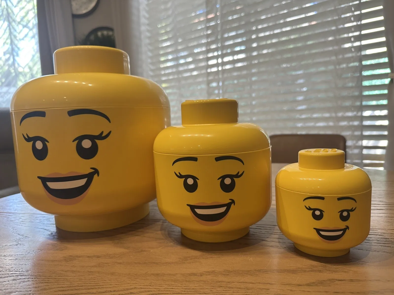 LEGO Iconic Head Storage Happy Girl Small, Medium &Large Containers - 3 Pieces