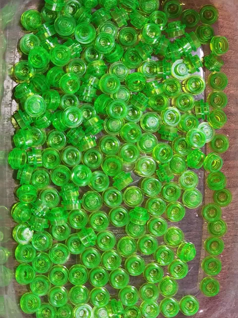 Lego Qty 184 - Trans-Bright Green - 4073 Plate, Round 1 x 1 - NEW