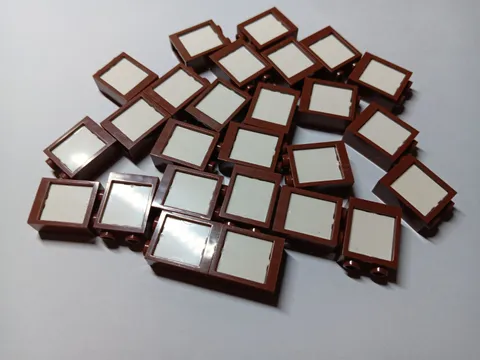 LEGO BULK LOT 26 REDDISH BROWN WINDOW 1X2X2 FLAT FRONT WHITE GLASS PANES #60592