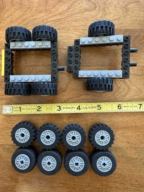 Lego Lot of 14 Wheel/Tire Lt Bl Gray Wheel 55981 Pin 30.4x14 Offset Tires