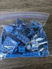 LEGO? BLUE COLOR 125+ PIECE LOT VARIOUS SIZES & SHAPES PREOWNED PLEASE READ!