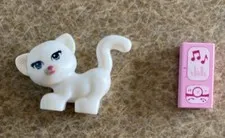LEGO Friends Standing White Cat Minifig & Pink Cell Phone Music 1x2 Printed Tile