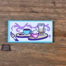 LEGO Friends Tile 2 x 4 Paint Brush Coffee Drinks on Palette Pattern 87079pb1200