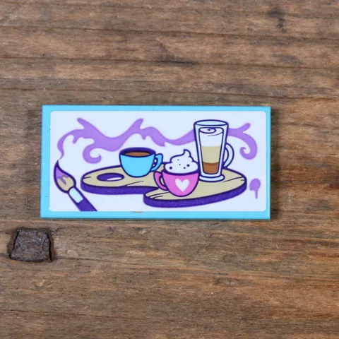 LEGO Friends Tile 2 x 4 Paint Brush Coffee Drinks on Palette Pattern 87079pb1200