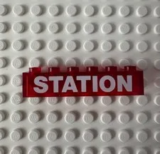 LEGO Brick 1 x 6 without Bottom Tubes with White 'STATION' Pattern 3067pb08