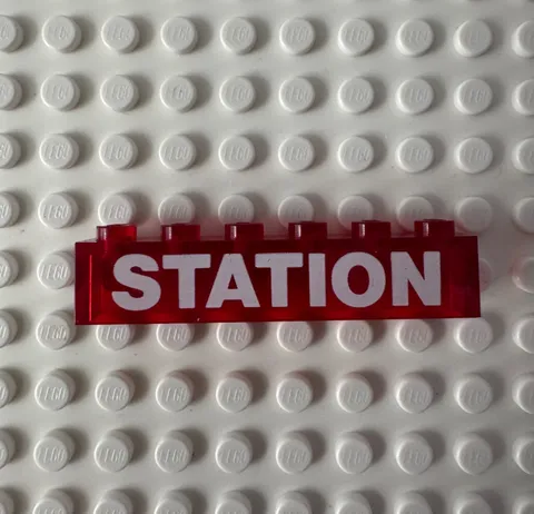 LEGO Brick 1 x 6 without Bottom Tubes with White 'STATION' Pattern 3067pb08