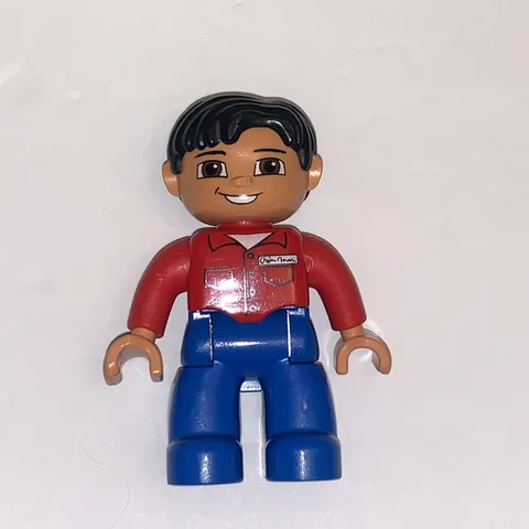 Lego Duplo Worker Man W/ Red Shirt Blue Pants 2.5" Mini Figure Excellent Minifig
