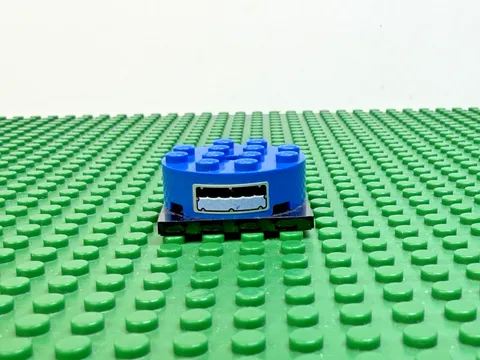LEGO Blue Brick Round 4 x 4 w/Hole Black Base w/Sticker 8191 89#87081pb002 61485