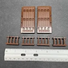6 Genuine LEGO Parts 30223 Stockade Door 30055 Fence Railing Cowboy Ninja Pirate