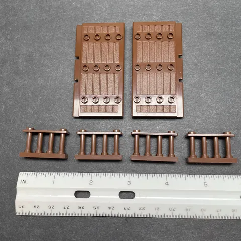 6 Genuine LEGO Parts 30223 Stockade Door 30055 Fence Railing Cowboy Ninja Pirate