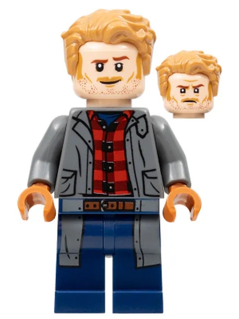 LEGO [No Color/Any Color] Owen Grady - Dark Bluish Gray Jacket over Flannel Shir