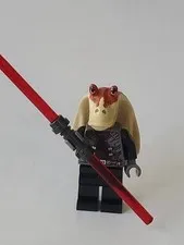 LEGO Star Wars Jar Jar Binks Plastic Minifigure Figure with Red Staff