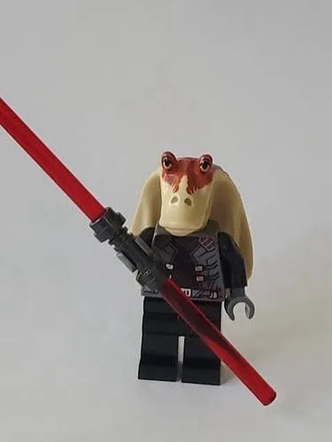 LEGO Star Wars Jar Jar Binks Plastic Minifigure Figure with Red Staff